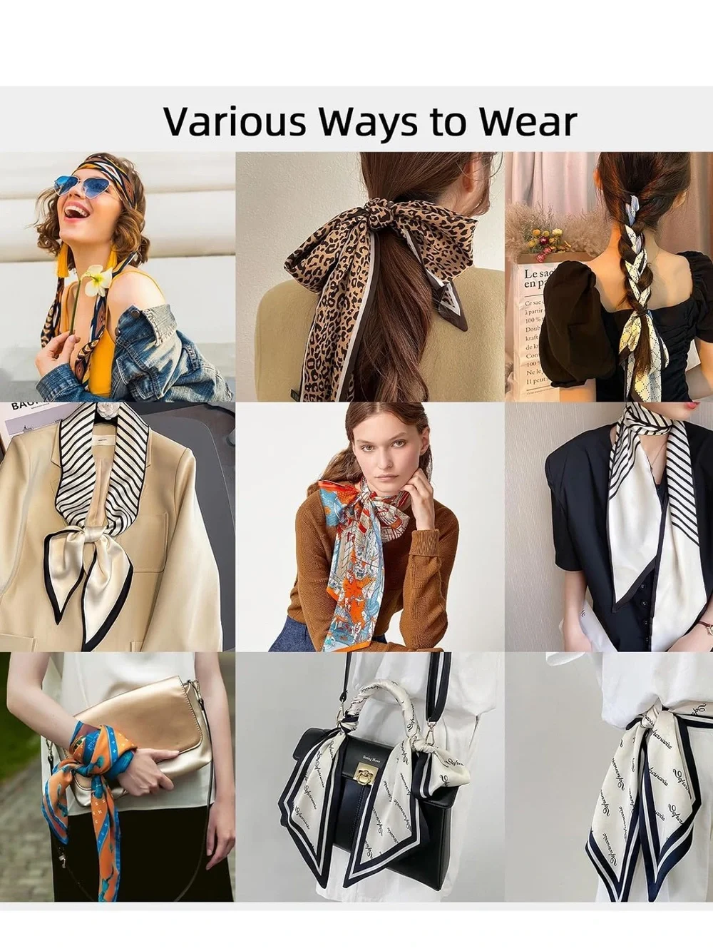 Black & White Patterned Scarf - Elegant Silk-Feel T- Willy